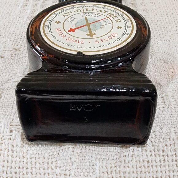 Vintage Avon BAROMETER Leather Scent Brown Glass Bottle Full No Box - Picture 9 of 11